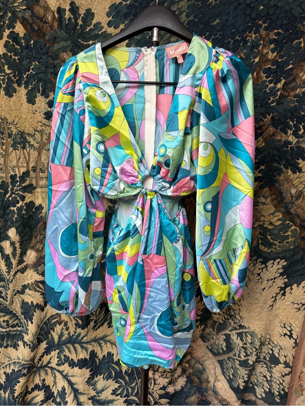 Show me your Mumu Colorful Abstract Cutout Mini Dress - Multi
